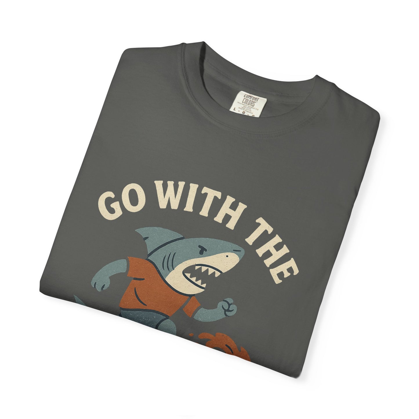 Surfing Shark T-shirt, Go With The Flow Tee, Gift for Surfers, Beachwear, Unisex Casual Shirt