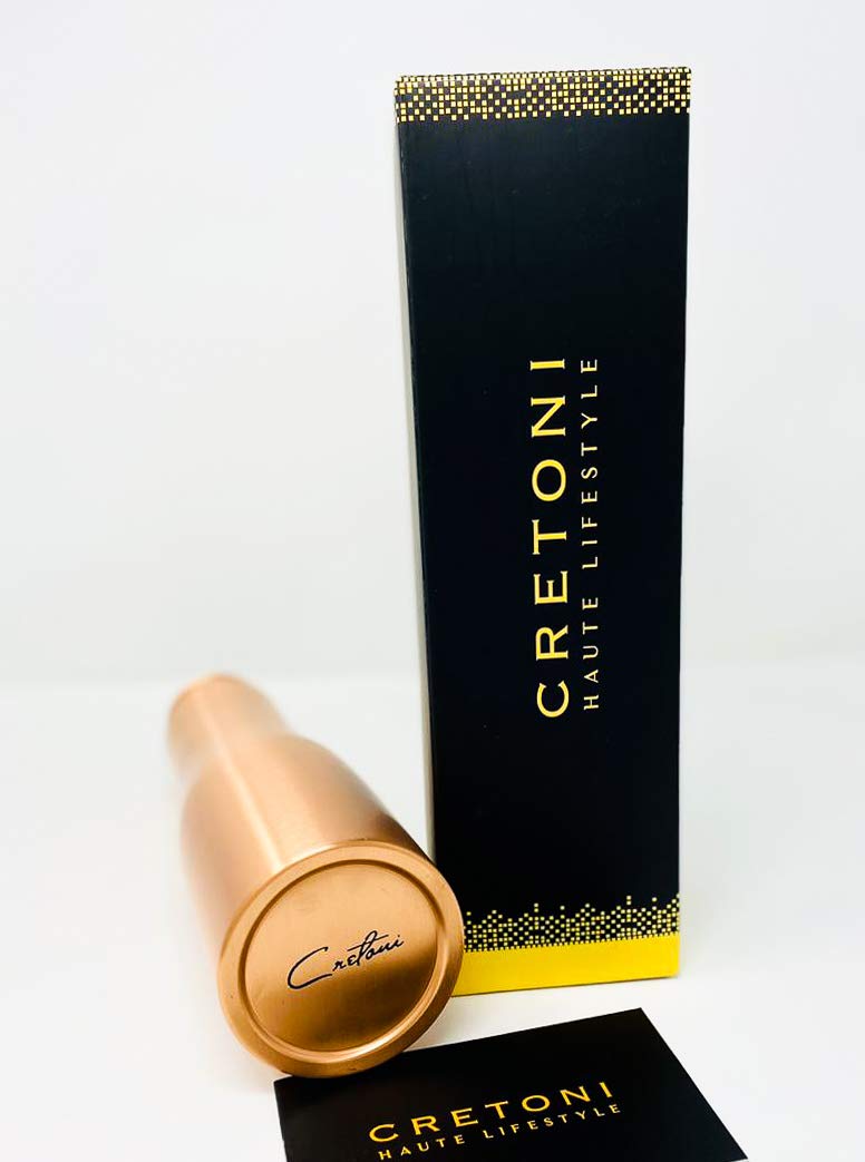 CRETONI Copperlin Active-Series Pure Copper Water Bottle : Original Matte Smooth Style : Perfect Ayurvedic Copper Vessel for Sports, Fitness, Yoga, Natural Health Benefits (900 Milliliter/30 Ounce)