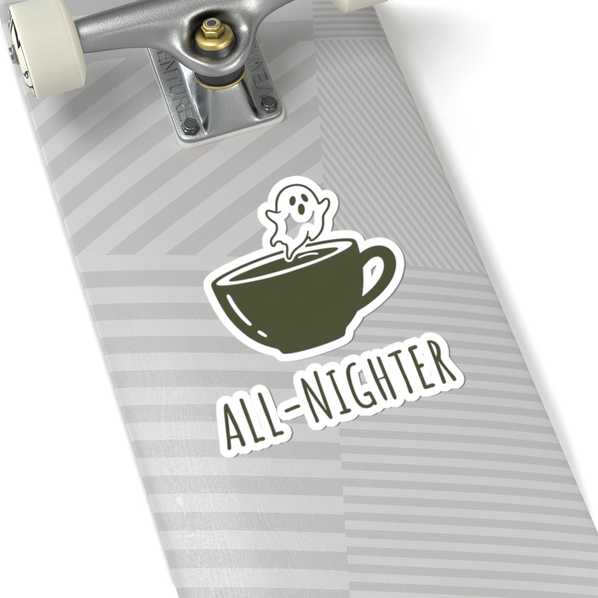 Kiss-Cut Stickers: All-Nighter Coffee Ghost, Fun Planner Decor, Laptop Sticker, Halloween Party Favor, Unique Gift Idea