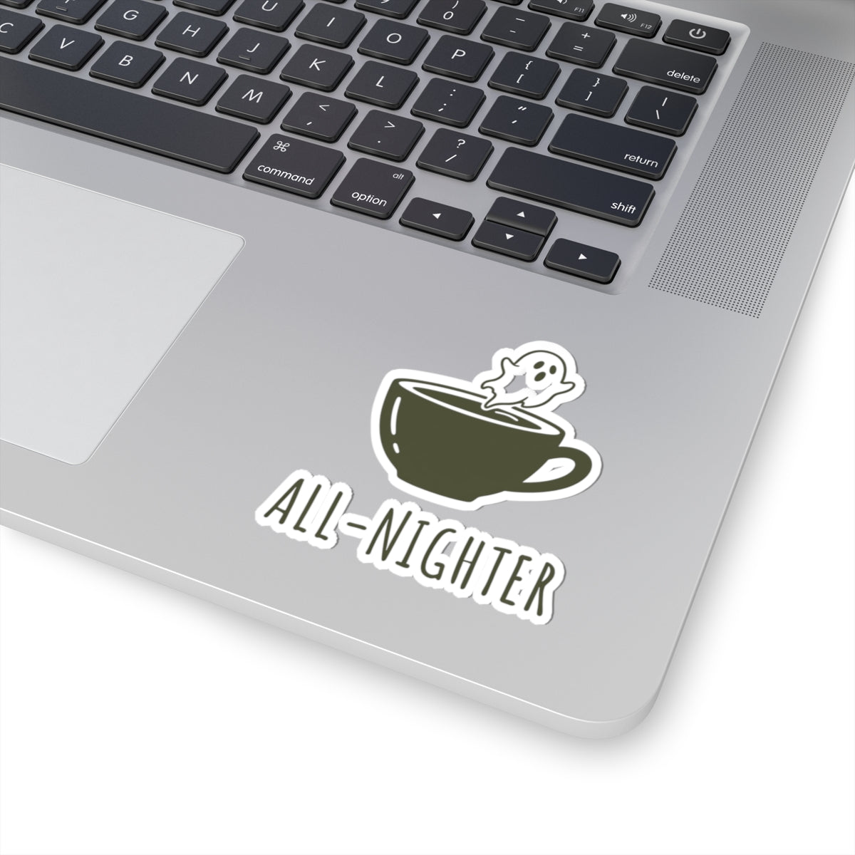 Kiss-Cut Stickers: All-Nighter Coffee Ghost, Fun Planner Decor, Laptop Sticker, Halloween Party Favor, Unique Gift Idea