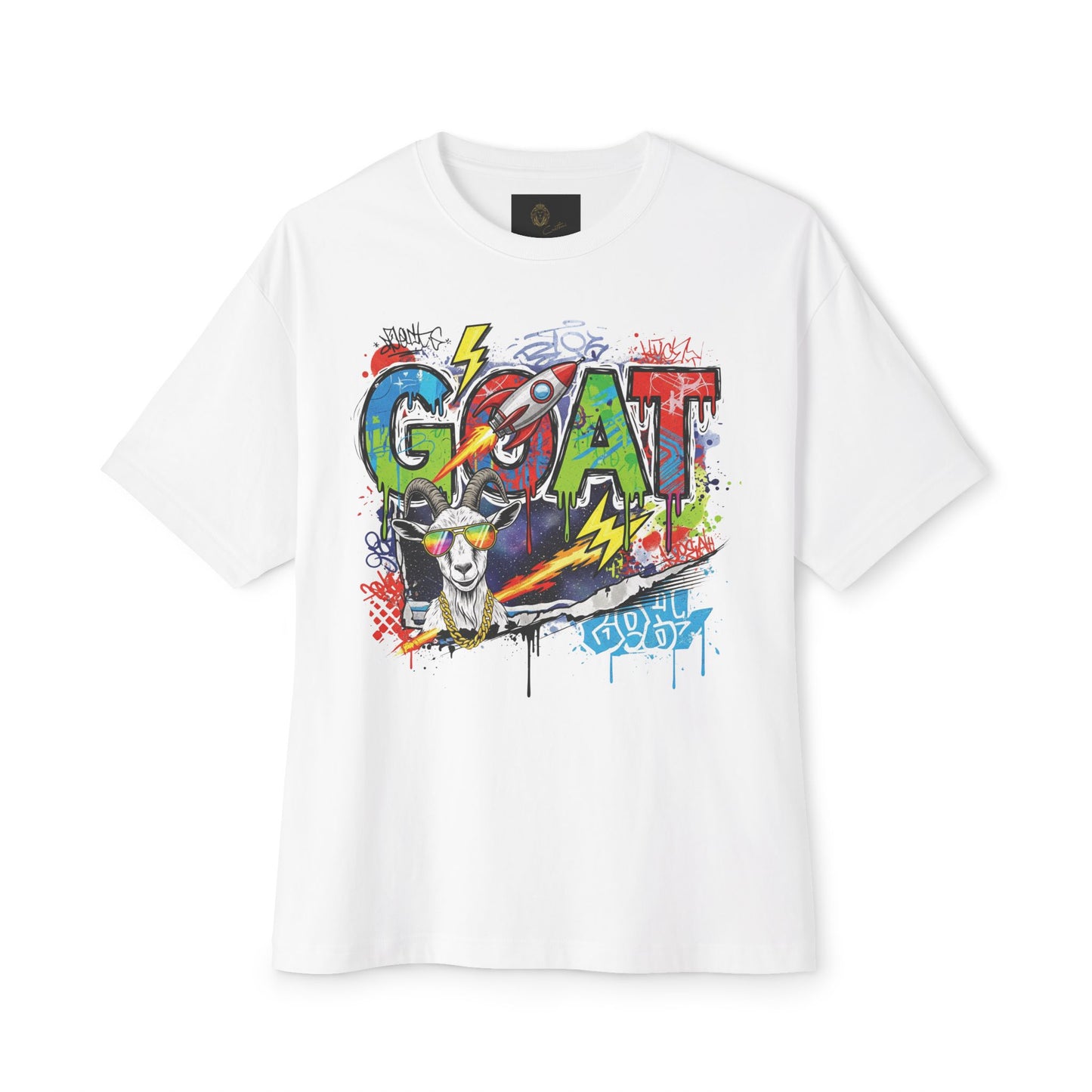 Graffiti Style Unisex Boxy Tee - GOAT Graphic, Streetwear, Casual Outfit, Gift for Her, Hip Hop Passion