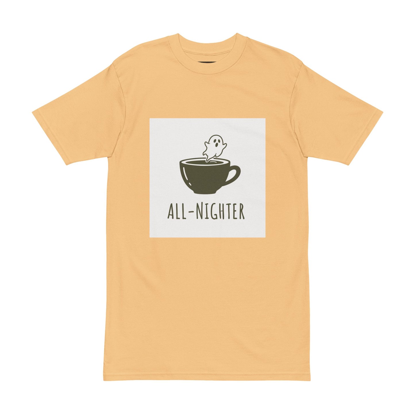 Premium Collection - All Nighter  Men's Tee, College Dark Humor Shirt for Him, Funny, Sarcastic Quote, Heavyweight Shirt, Gift for Student