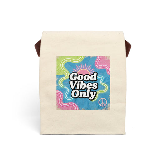 Good Vibes Only Canvas Lunch Bag, Eco-Friendly Tote, Perfect for Picnics, School, Work, Customizable Gifts