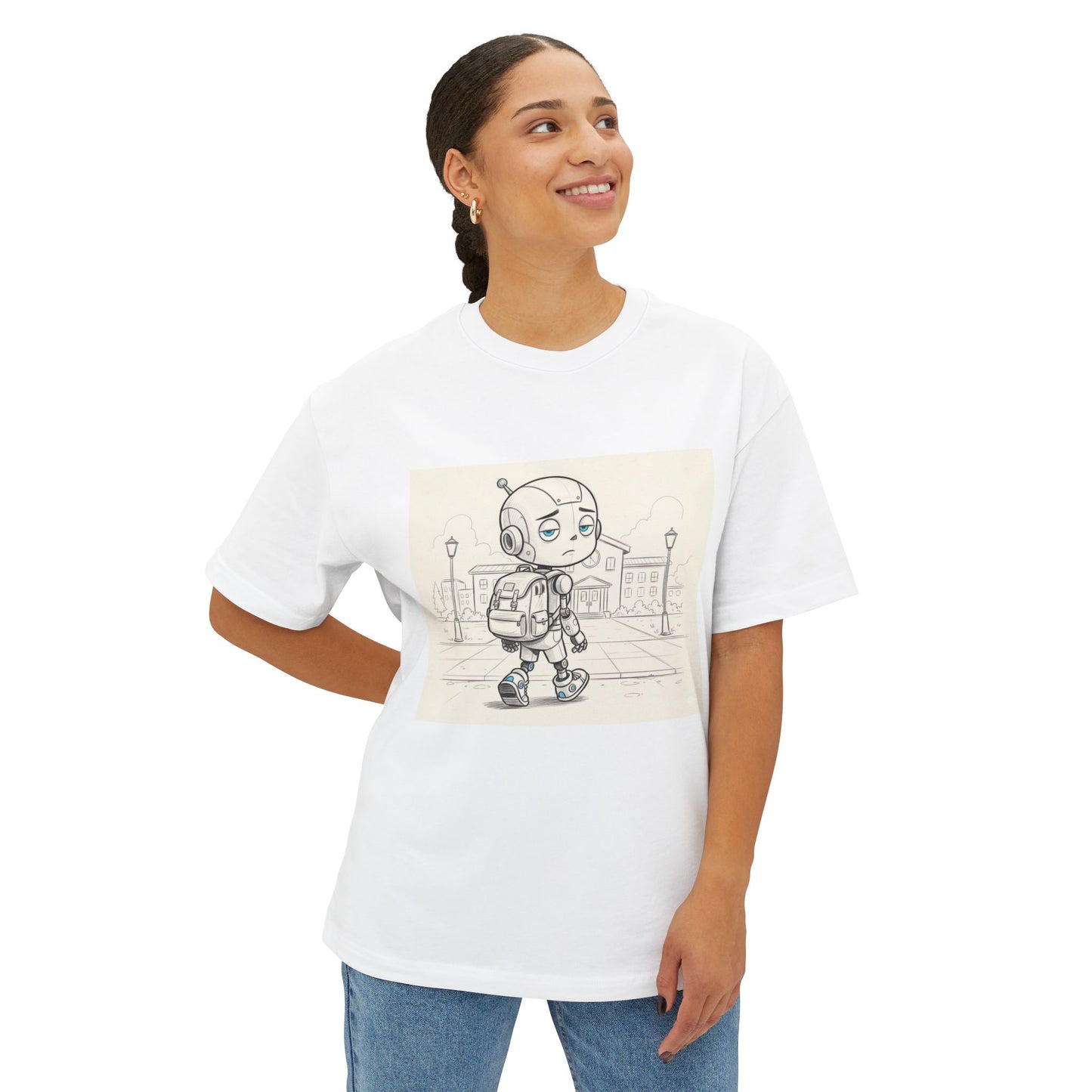 Premium Collection - Robot Kid back to School - Unisex Oversized Box Tee