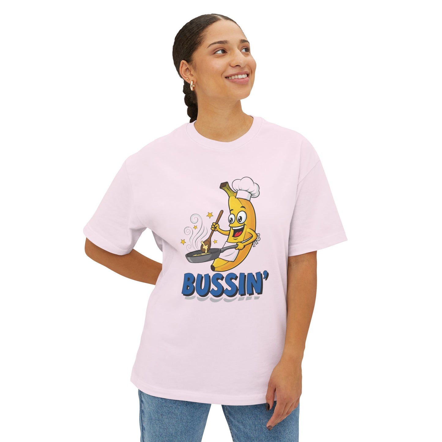 Bussin' Banana Oversized Tee, Funny Foodie Shirt, Unisex Graphic Tee, Casual Summer Wear, Gift for Chefs, Food Lovers