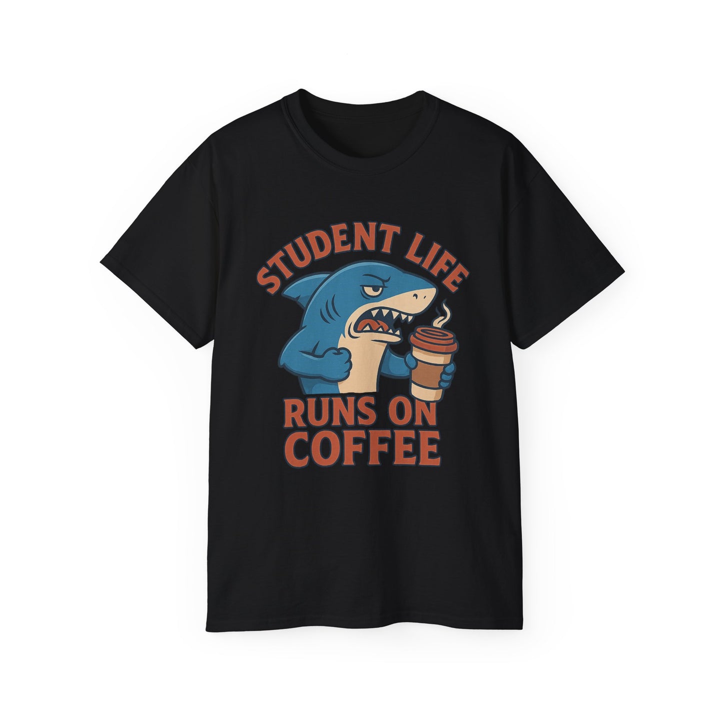 Student Life Runs On Coffee T-Shirt, Funny Tee for Students, College Apparel, Back to School Gift, Unisex Graphic Tee