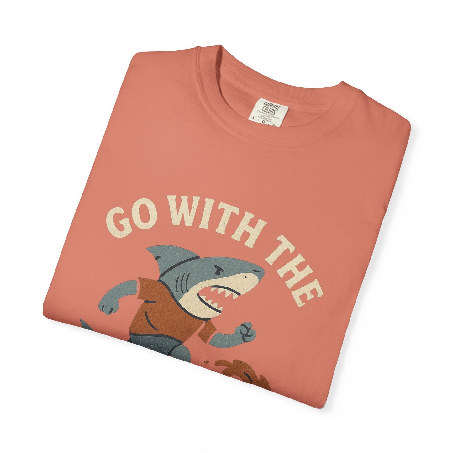 Surfing Shark T-shirt, Go With The Flow Tee, Gift for Surfers, Beachwear, Unisex Casual Shirt