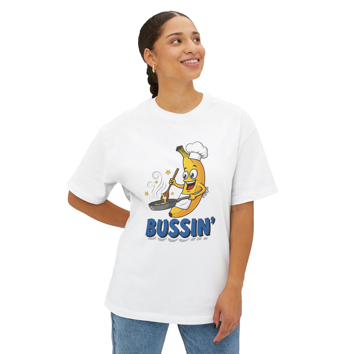 Bussin' Banana Oversized Tee, Funny Foodie Shirt, Unisex Graphic Tee, Casual Summer Wear, Gift for Chefs, Food Lovers