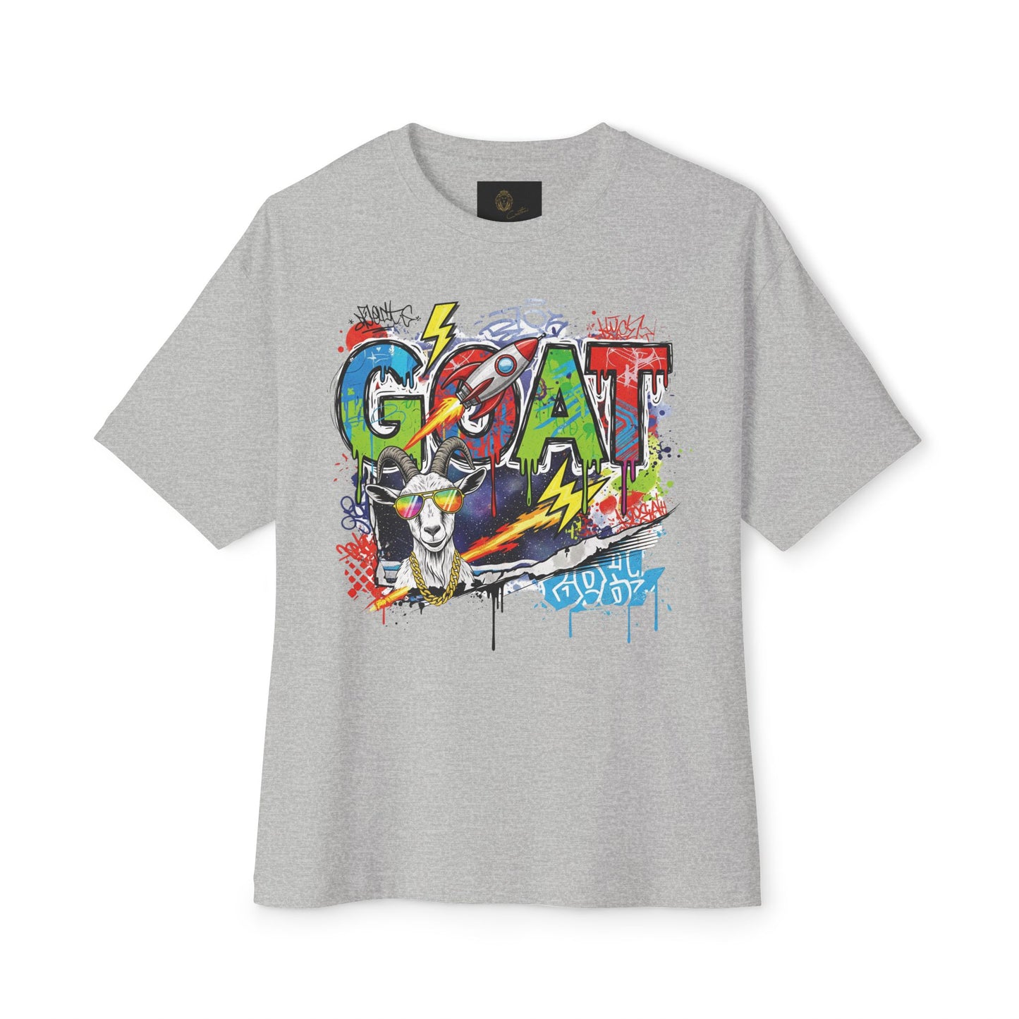 Graffiti Style Unisex Boxy Tee - GOAT Graphic, Streetwear, Casual Outfit, Gift for Her, Hip Hop Passion