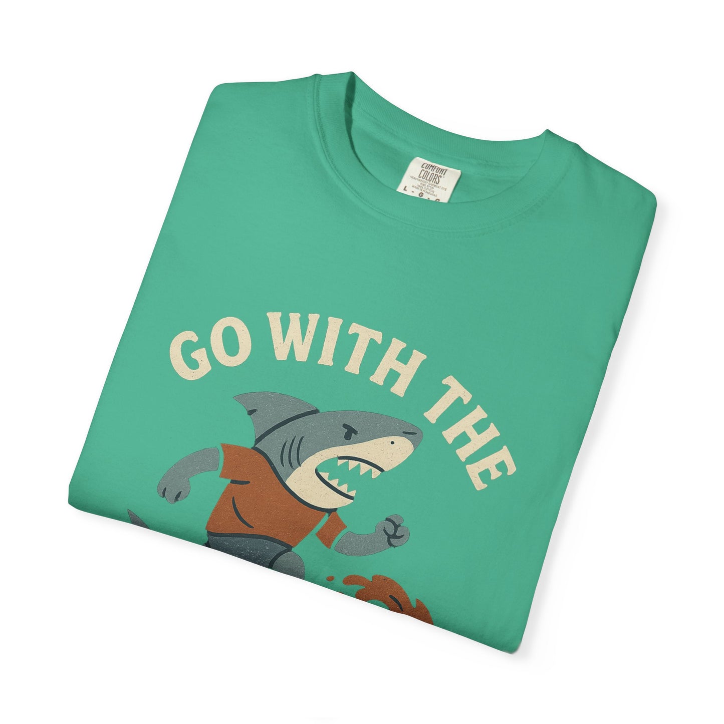 Surfing Shark T-shirt, Go With The Flow Tee, Gift for Surfers, Beachwear, Unisex Casual Shirt