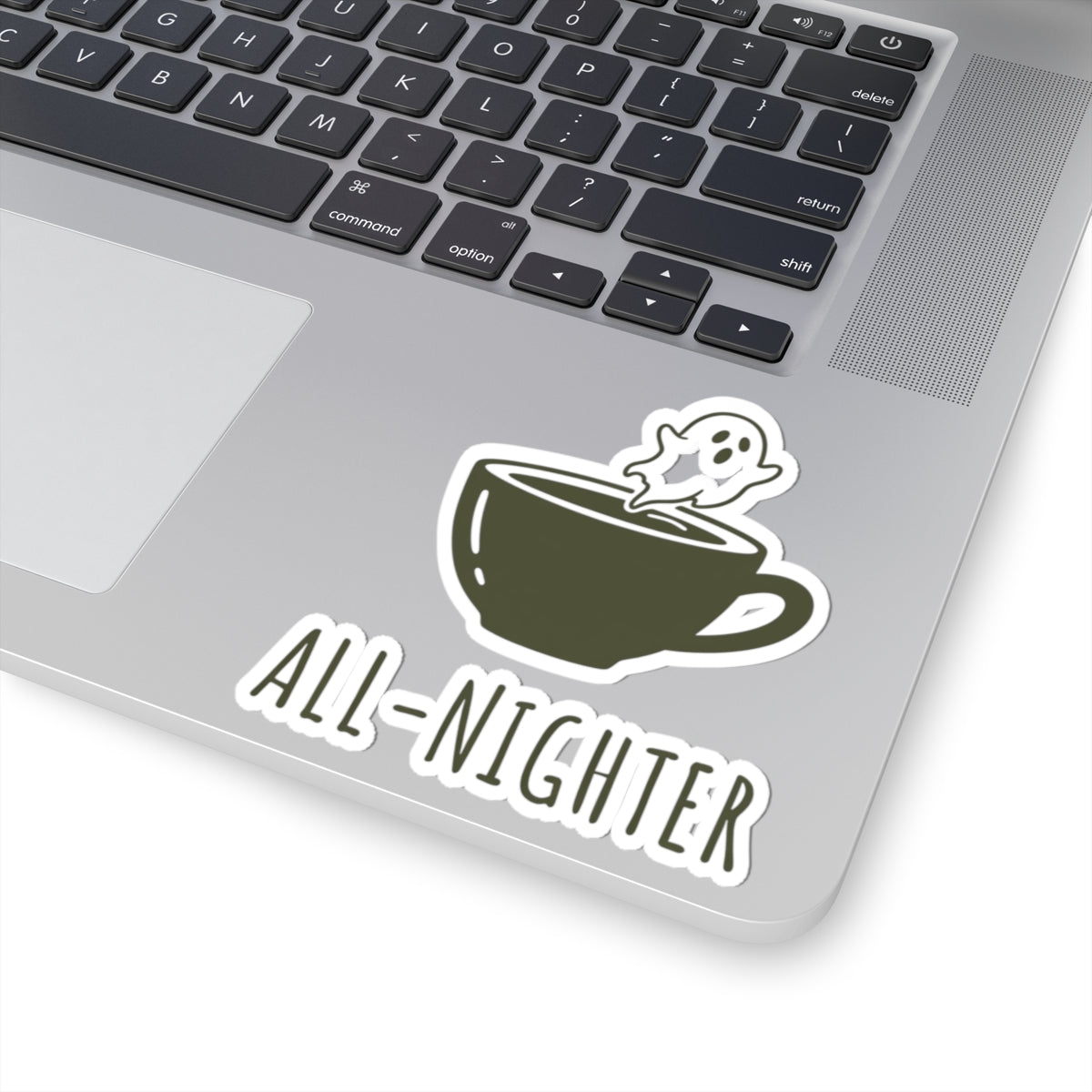 Kiss-Cut Stickers: All-Nighter Coffee Ghost, Fun Planner Decor, Laptop Sticker, Halloween Party Favor, Unique Gift Idea