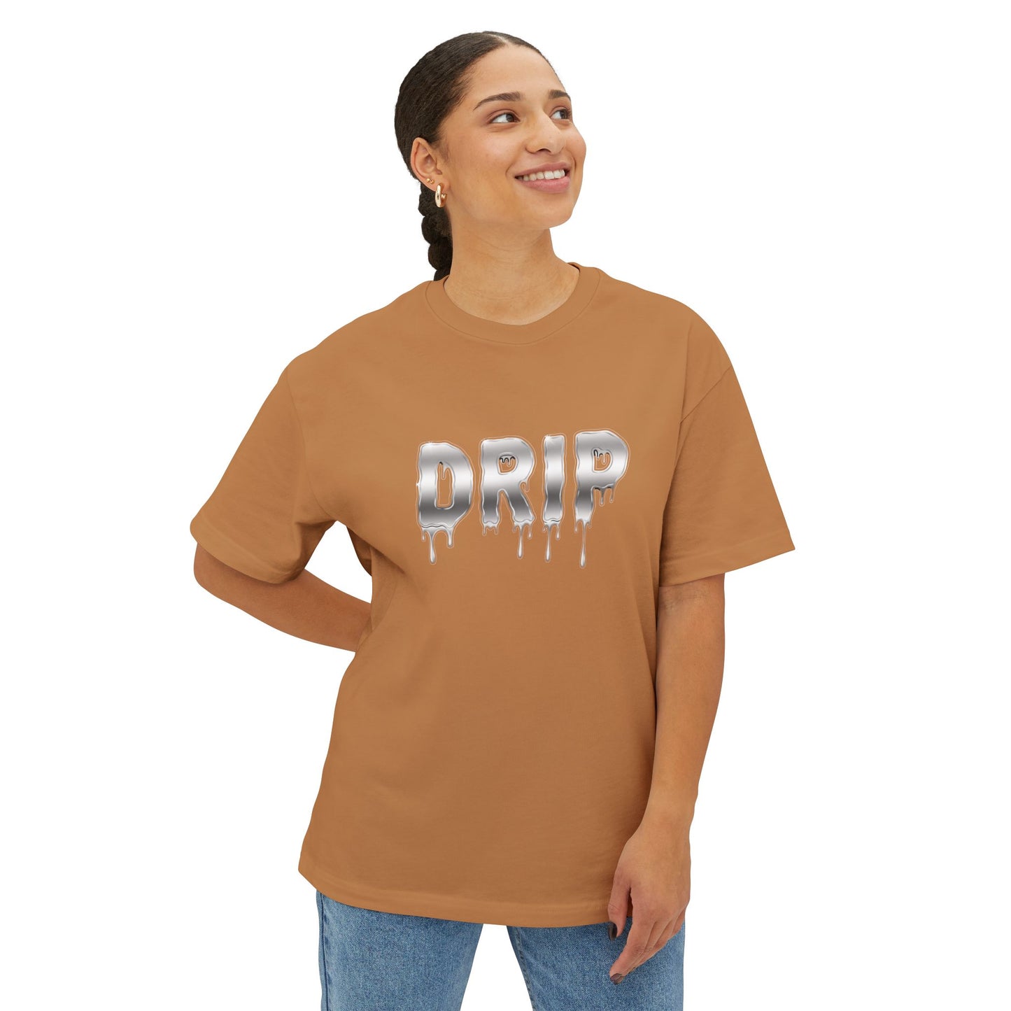 Oversized 'DRIP' Boxy T-Shirt: Modern Slang, Unisex Cotton