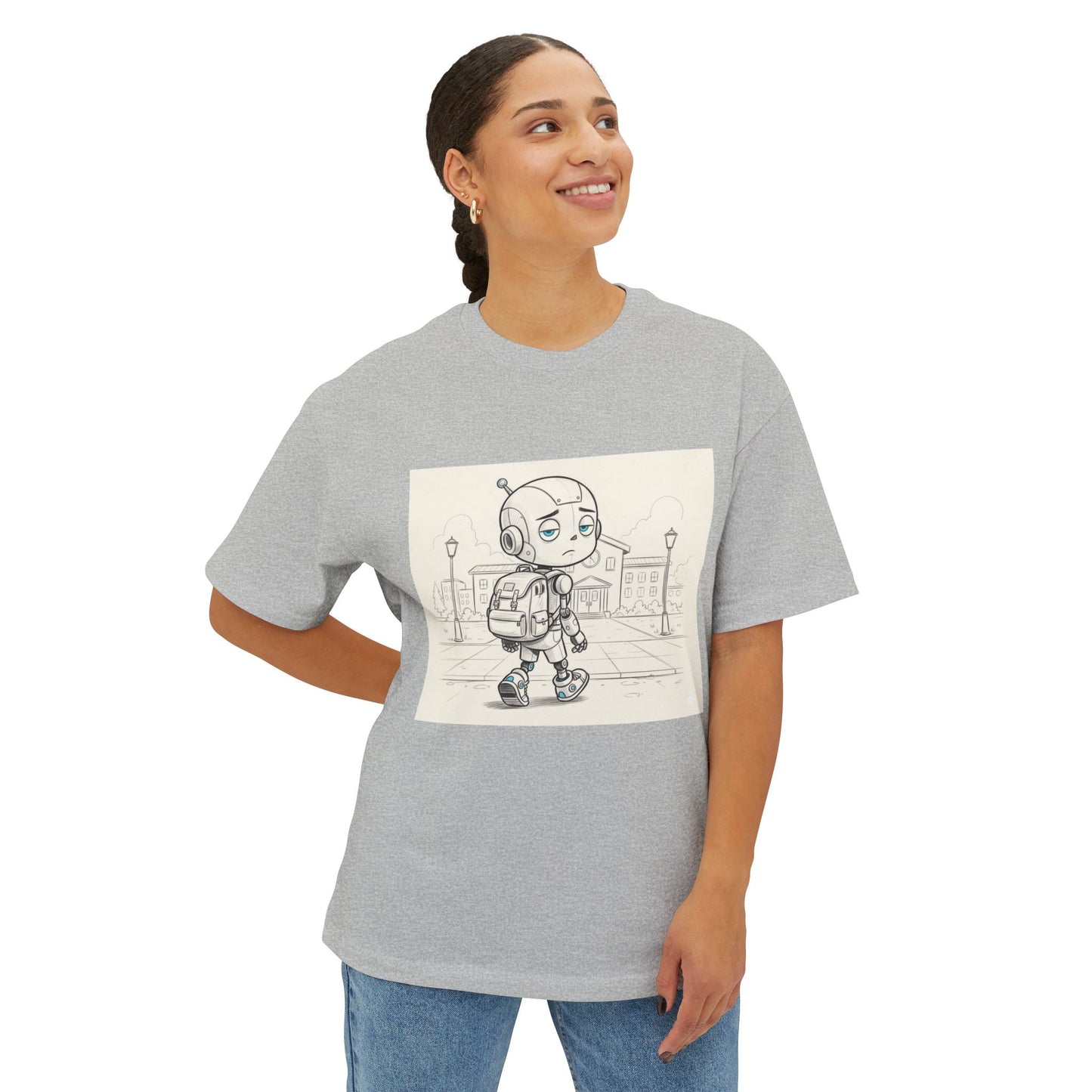 Premium Collection - Robot Kid back to School - Unisex Oversized Box Tee
