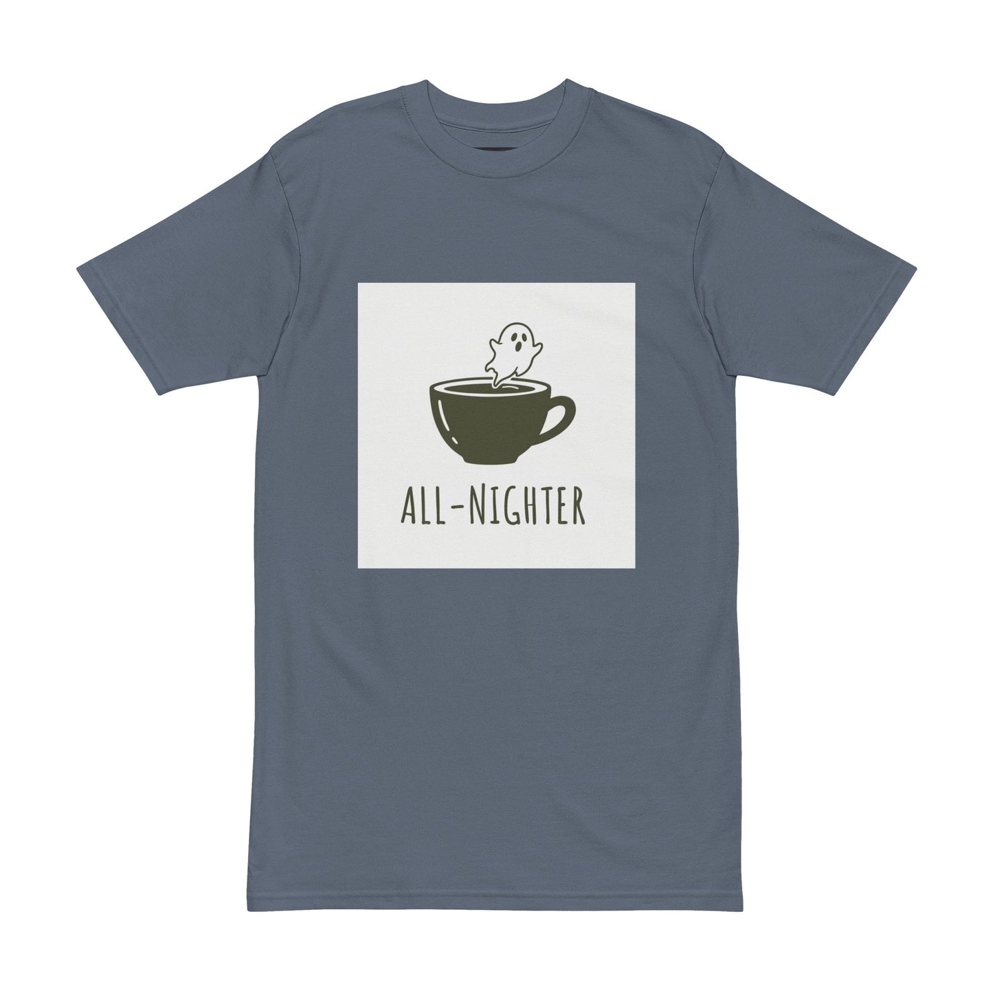 Premium Collection - All Nighter  Men's Tee, College Dark Humor Shirt for Him, Funny, Sarcastic Quote, Heavyweight Shirt, Gift for Student