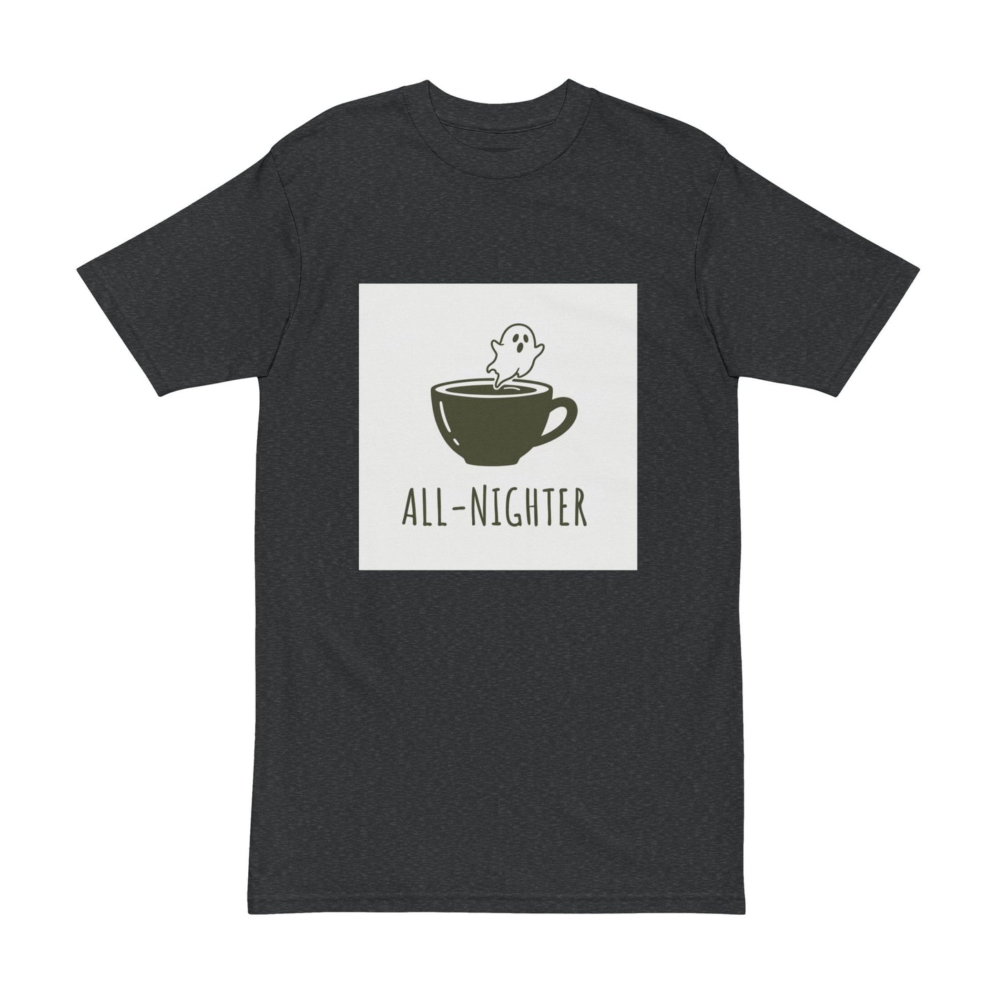 Premium Collection - All Nighter  Men's Tee, College Dark Humor Shirt for Him, Funny, Sarcastic Quote, Heavyweight Shirt, Gift for Student