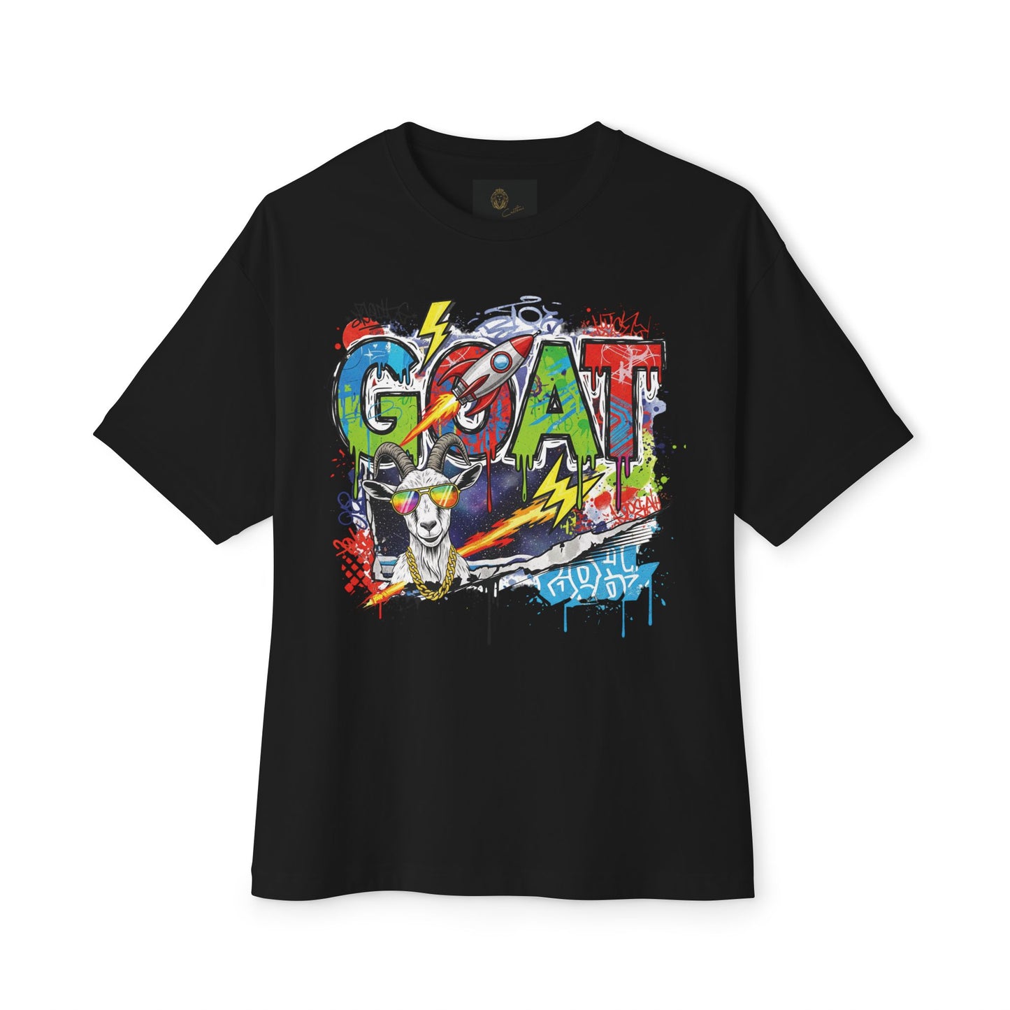 Graffiti Style Unisex Boxy Tee - GOAT Graphic, Streetwear, Casual Outfit, Gift for Her, Hip Hop Passion
