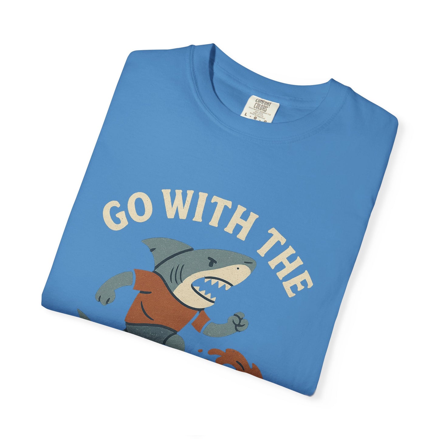 Surfing Shark T-shirt, Go With The Flow Tee, Gift for Surfers, Beachwear, Unisex Casual Shirt