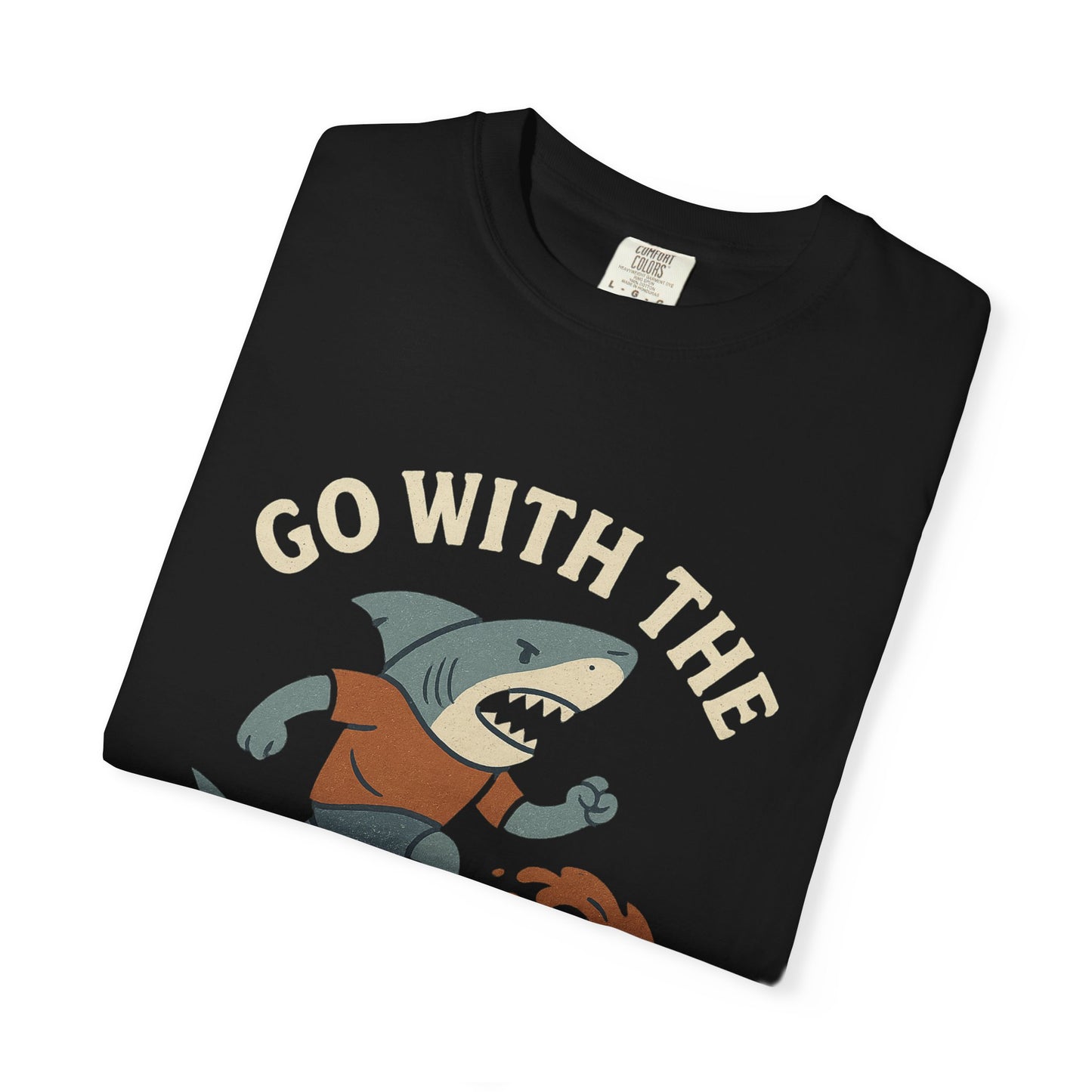 Surfing Shark T-shirt, Go With The Flow Tee, Gift for Surfers, Beachwear, Unisex Casual Shirt