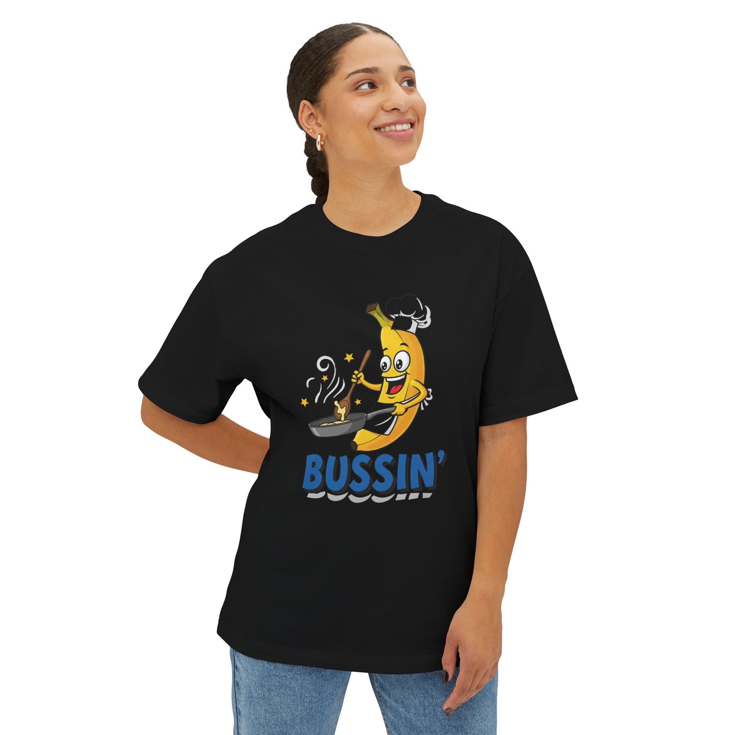 Bussin' Banana Oversized Tee, Funny Foodie Shirt, Unisex Graphic Tee, Casual Summer Wear, Gift for Chefs, Food Lovers
