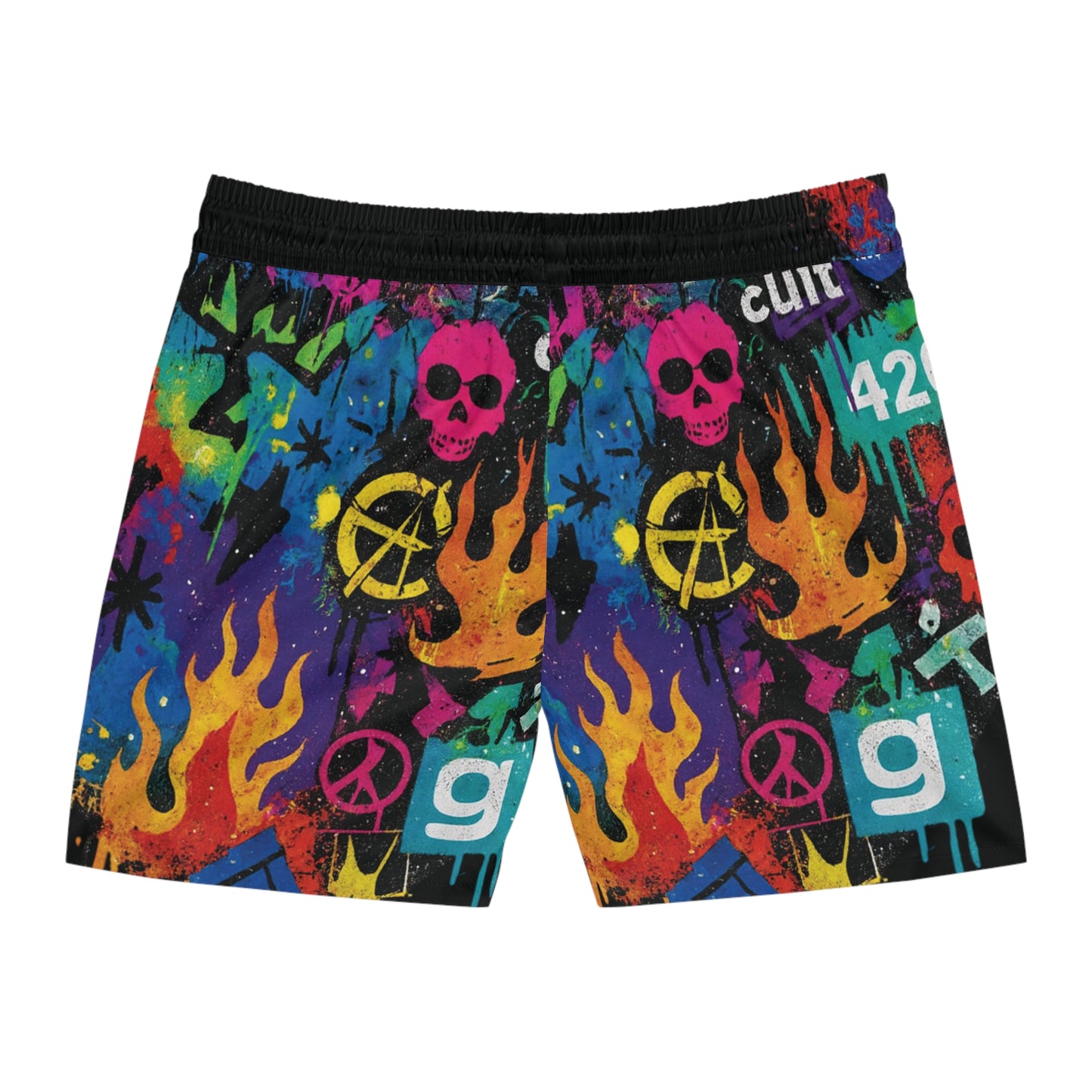 Vibrant Graphic Swim Shorts, Men's Swimwear for Beach Days, Summer Pool Parties, Festivals, Casual Wear, Skate Style