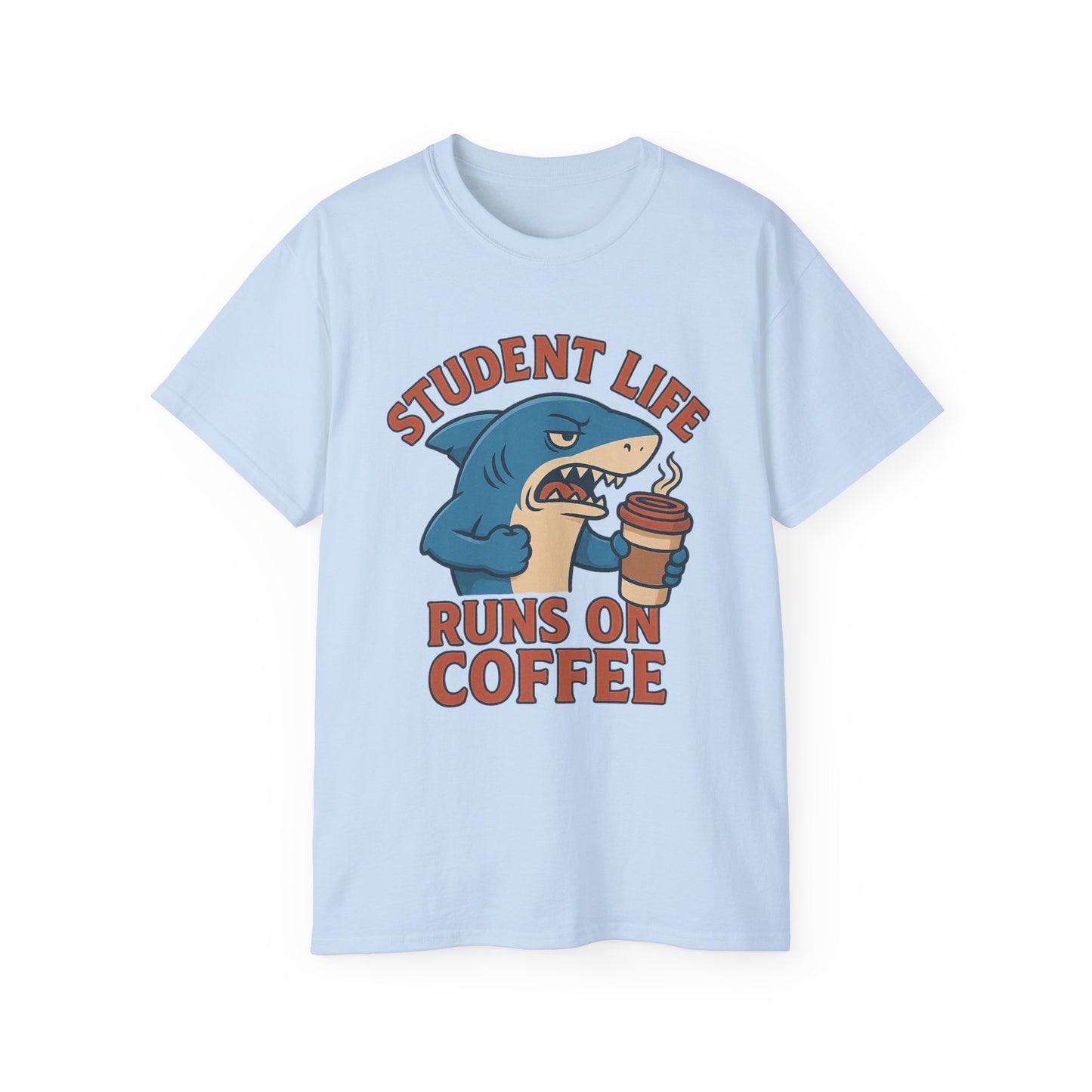 Student Life Runs On Coffee T-Shirt, Funny Tee for Students, College Apparel, Back to School Gift, Unisex Graphic Tee