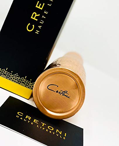 Cretoni Copperlin Active-Series Pure Copper Water Bottle : Original Glossy Hammered Style : Perfect Ayurvedic Copper Vessel for Sports, Fitness, Yoga, Natural Health Benefits (900 Milliliter/30 Ounce)