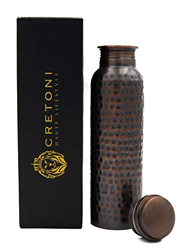 CRETONI Copperlin Pure Copper Water Bottle : Antique Hammered Style