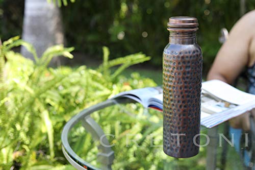 CRETONI Copperlin Pure Copper Water Bottle : Antique Hammered Style