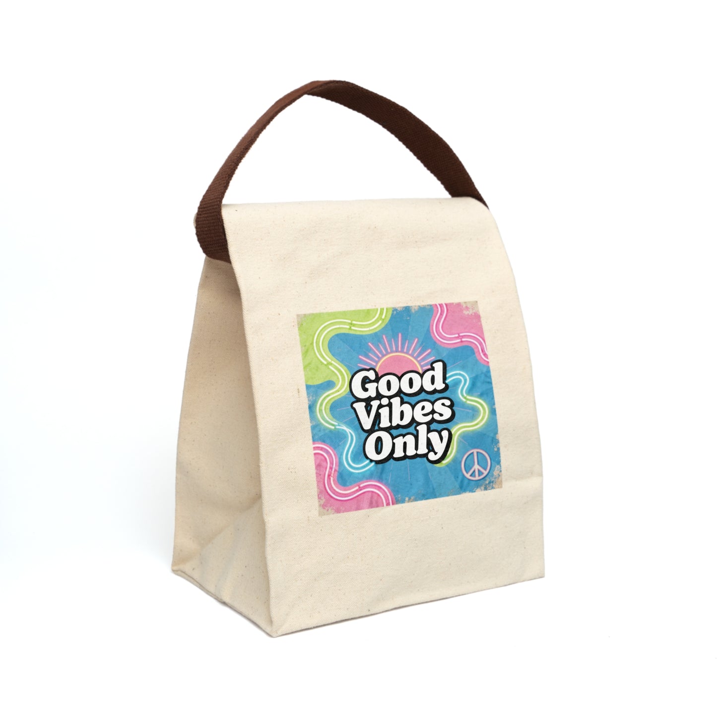 Good Vibes Only Canvas Lunch Bag, Eco-Friendly Tote, Perfect for Picnics, School, Work, Customizable Gifts