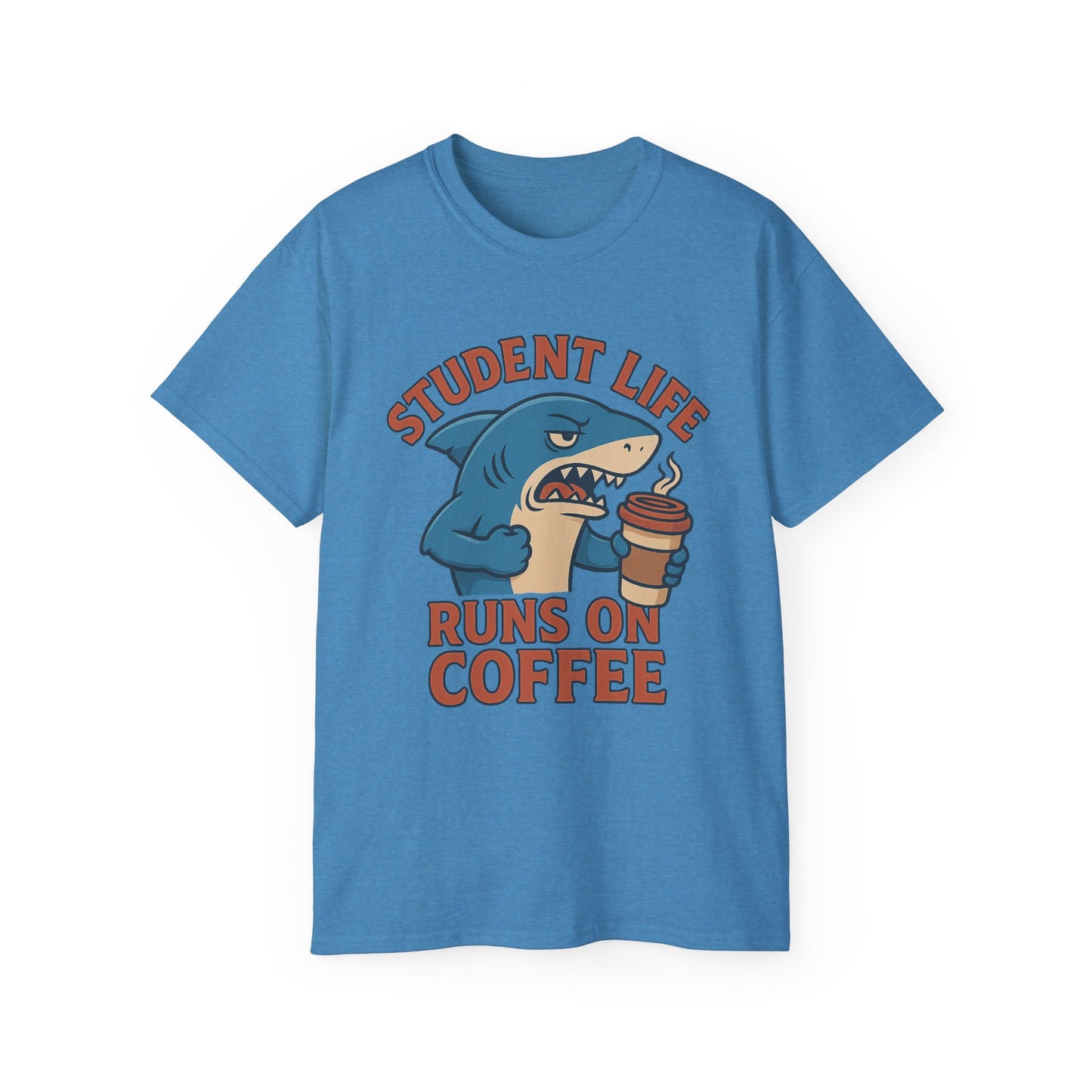 Student Life Runs On Coffee T-Shirt, Funny Tee for Students, College Apparel, Back to School Gift, Unisex Graphic Tee