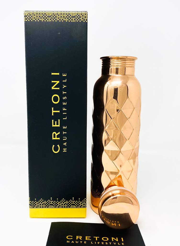 CRETONI Copperlin Pure Copper Water Bottle : Diamond Style :