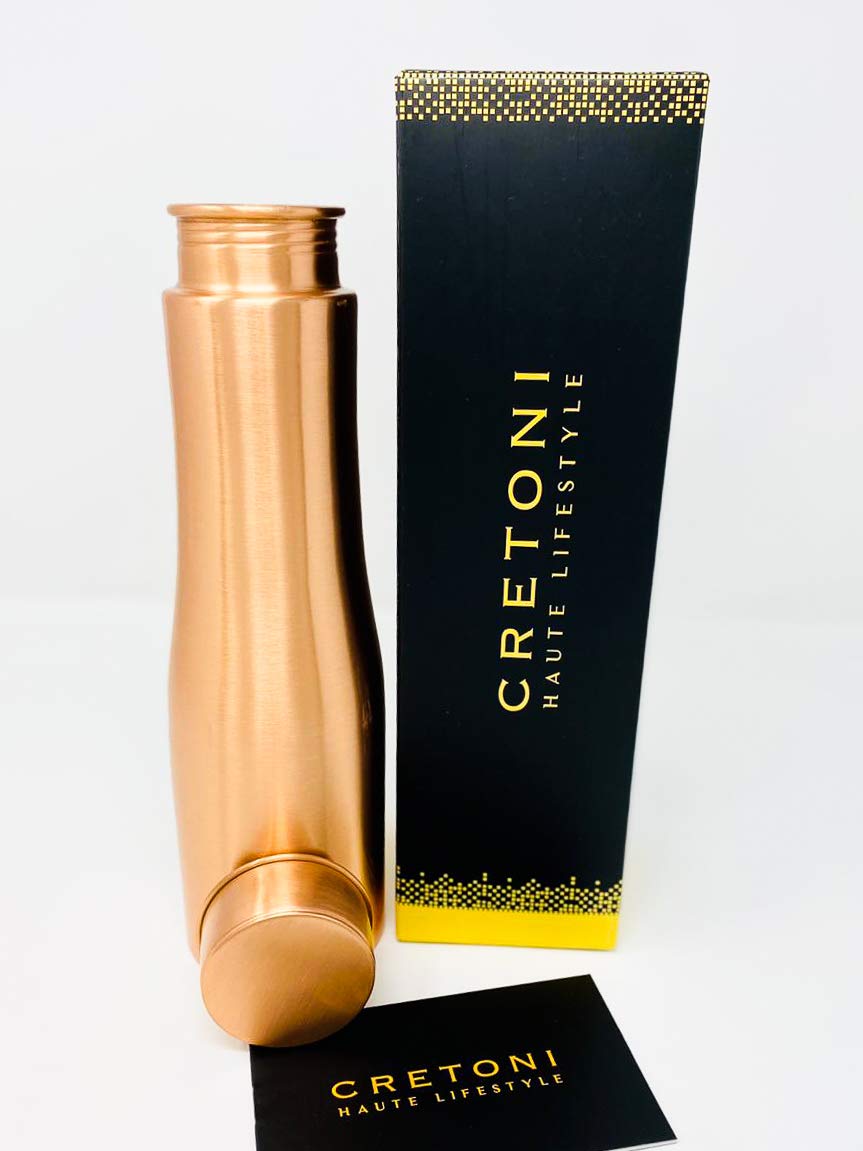 CRETONI Copperlin Active-Series Pure Copper Water Bottle : Original Matte Smooth Style : Perfect Ayurvedic Copper Vessel for Sports, Fitness, Yoga, Natural Health Benefits (900 Milliliter/30 Ounce)