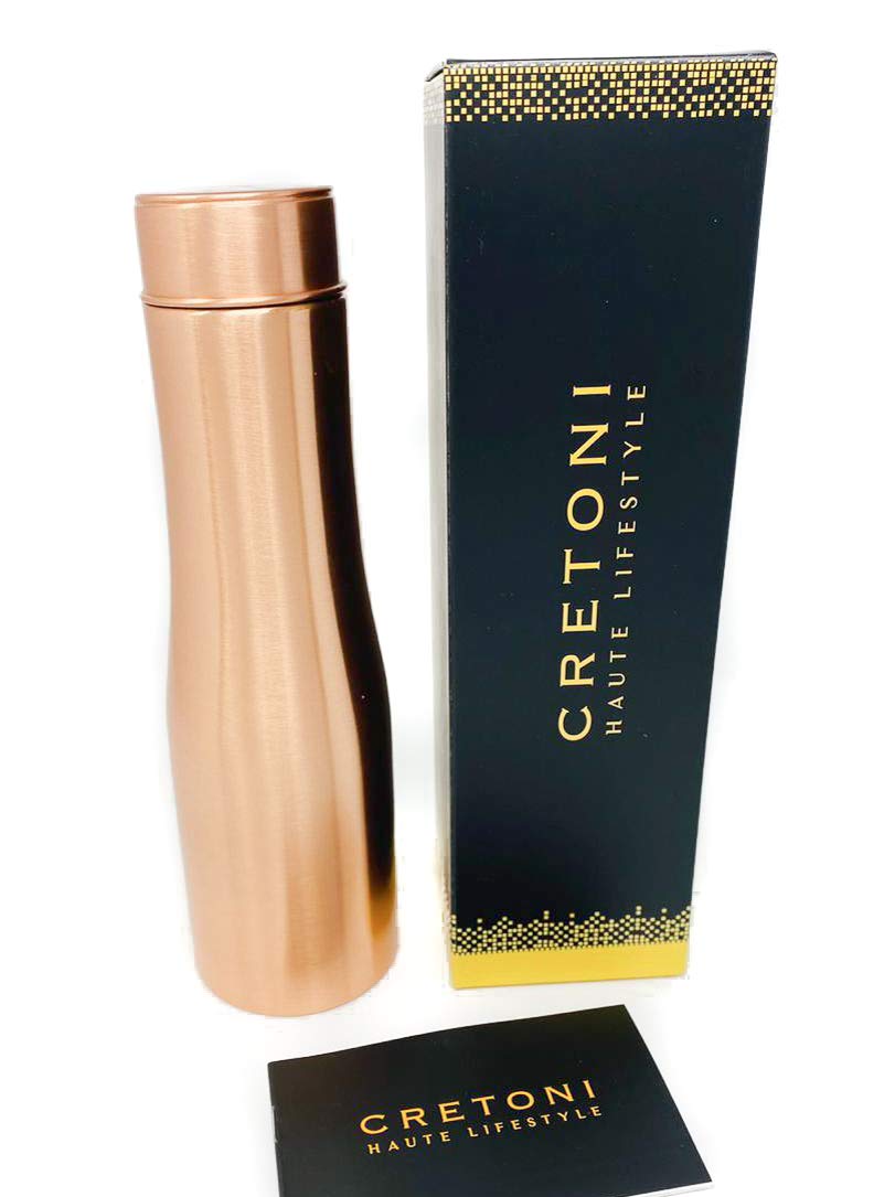 CRETONI Copperlin Active-Series Pure Copper Water Bottle : Original Matte Smooth Style : Perfect Ayurvedic Copper Vessel for Sports, Fitness, Yoga, Natural Health Benefits (900 Milliliter/30 Ounce)