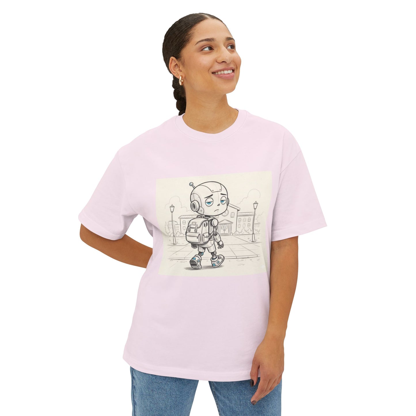 Premium Collection - Robot Kid back to School - Unisex Oversized Box Tee