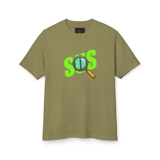 Oversized 'SUS' Boxy T-Shirt: Modern Slang, Unisex Cotton  - Fun Graphic Cotton T-Shirt, Unisex Humor Tee, Casual Wear, Statement Apparel