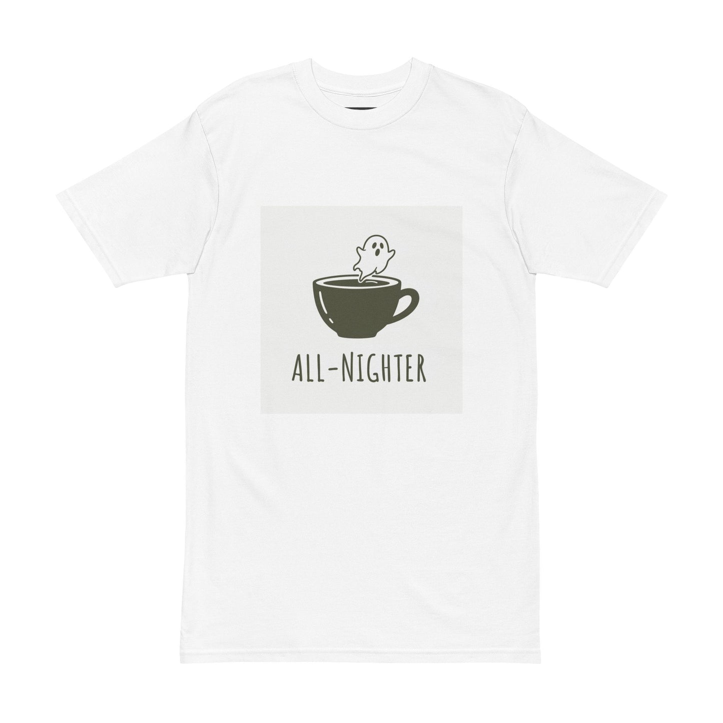 Premium Collection - All Nighter  Men's Tee, College Dark Humor Shirt for Him, Funny, Sarcastic Quote, Heavyweight Shirt, Gift for Student