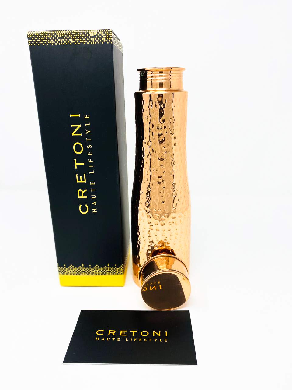 Cretoni Copperlin Active-Series Pure Copper Water Bottle : Original Glossy Hammered Style : Perfect Ayurvedic Copper Vessel for Sports, Fitness, Yoga, Natural Health Benefits (900 Milliliter/30 Ounce)