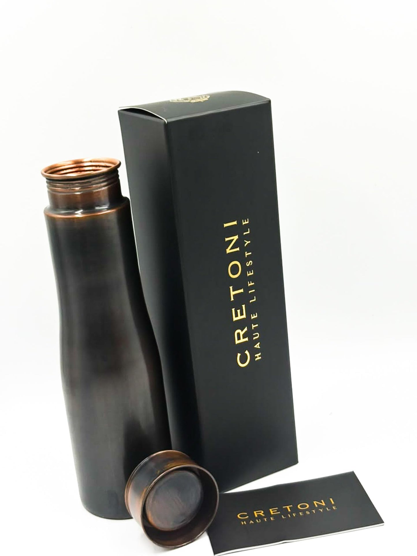 CRETONI Copperlin Active-Series Pure Copper Water Bottle, Antique Smooth