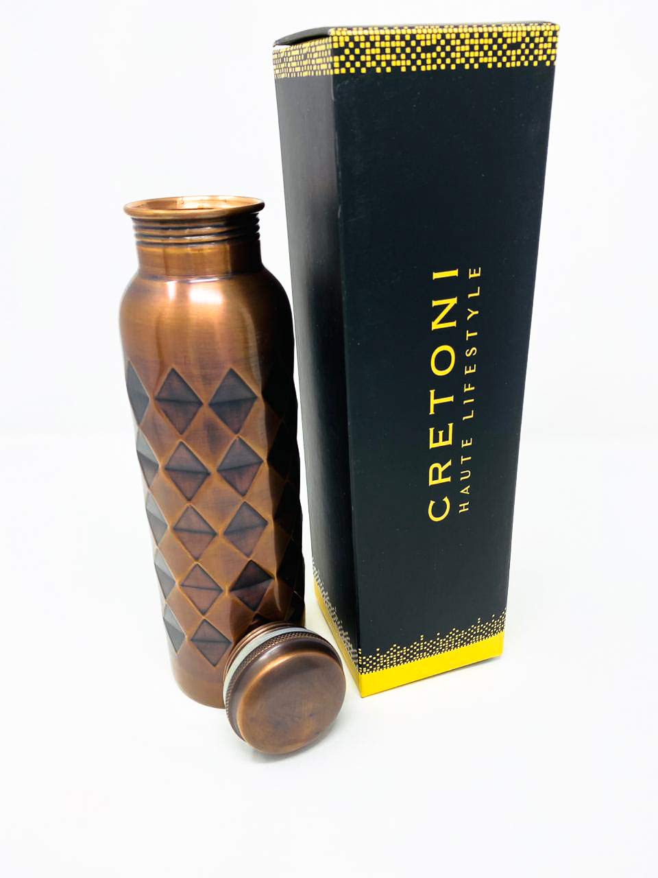 CRETONI Copperlin Pure Copper Water Bottle : Antique Diamond Style