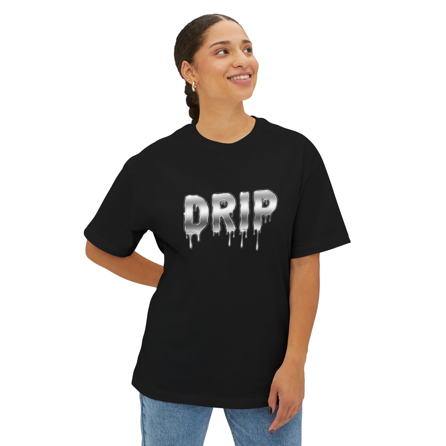 Oversized 'DRIP' Boxy T-Shirt: Modern Slang, Unisex Cotton