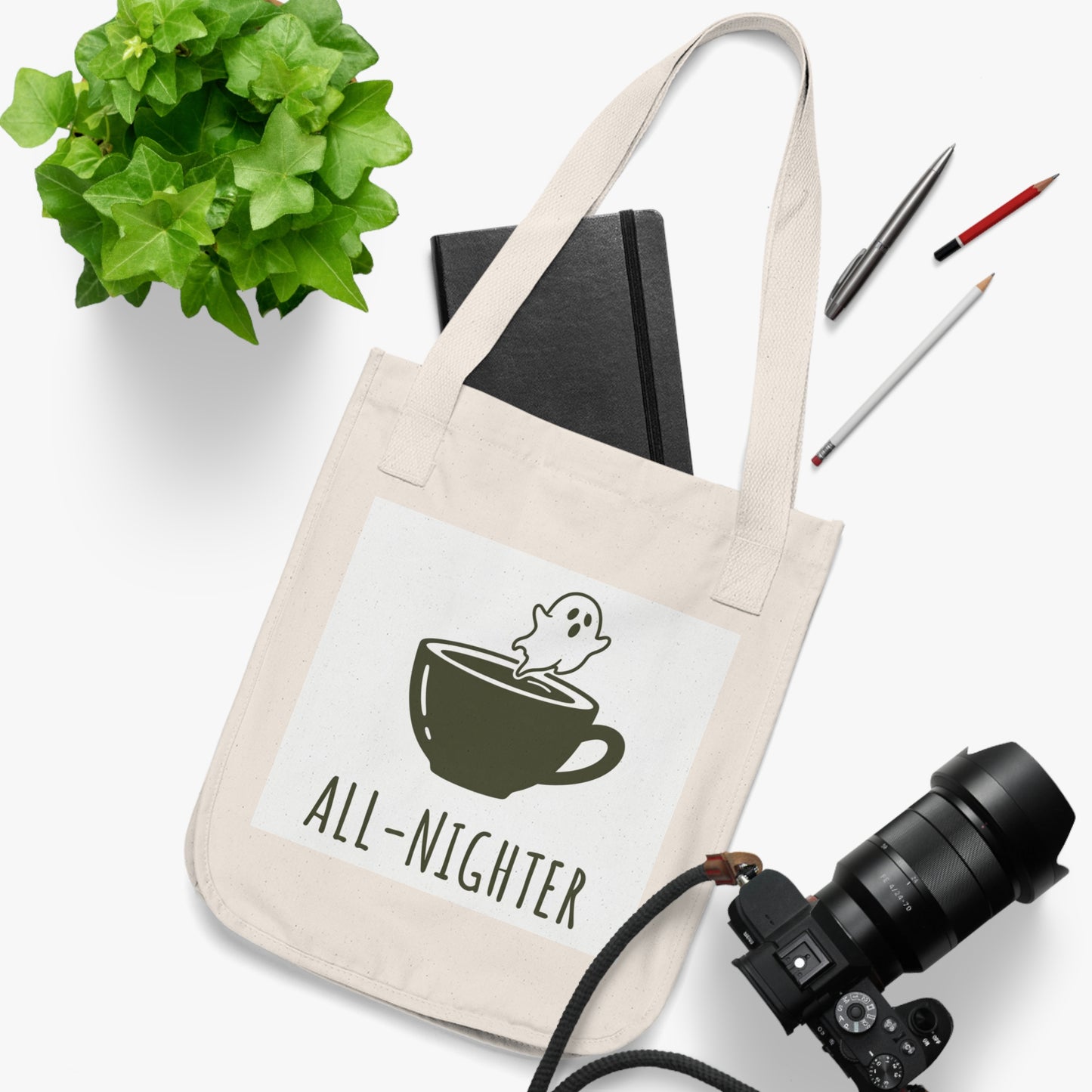 Ghostly All-Nighter Organic Canvas Tote Bag