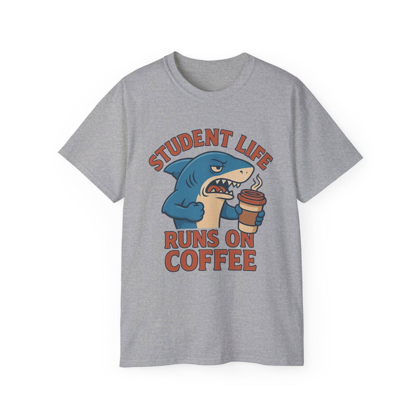 Student Life Runs On Coffee T-Shirt, Funny Tee for Students, College Apparel, Back to School Gift, Unisex Graphic Tee