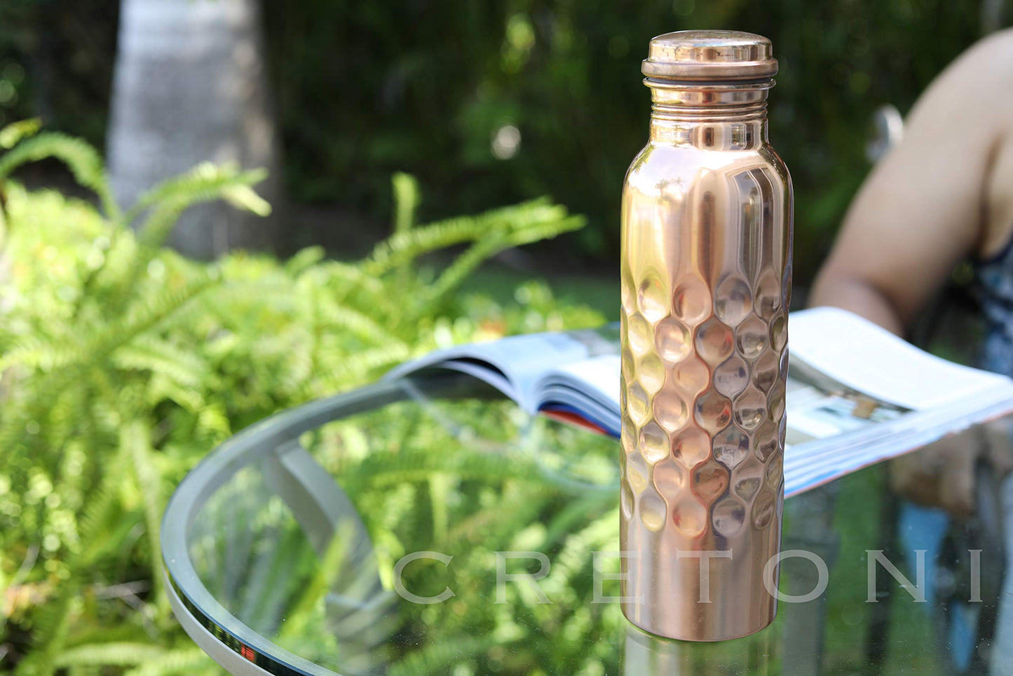 CRETONI Copperlin Pure Copper Water Bottle : Smooth Honeycomb Style