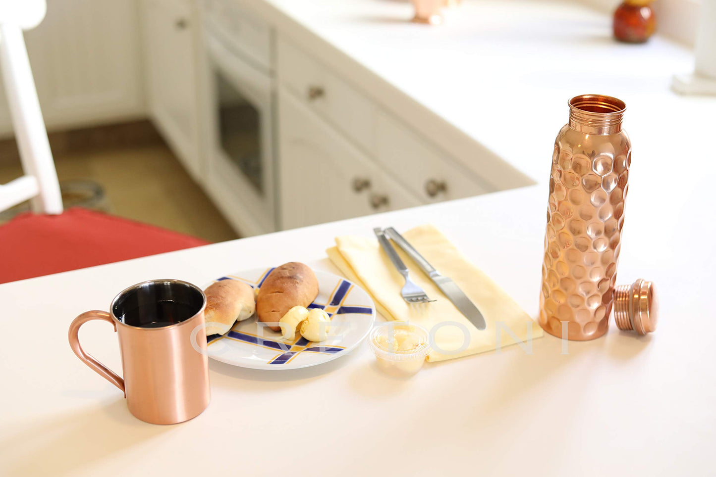 Cretoni Copperlin Pure Copper Water Bottle : Glossy Honeycomb Style
