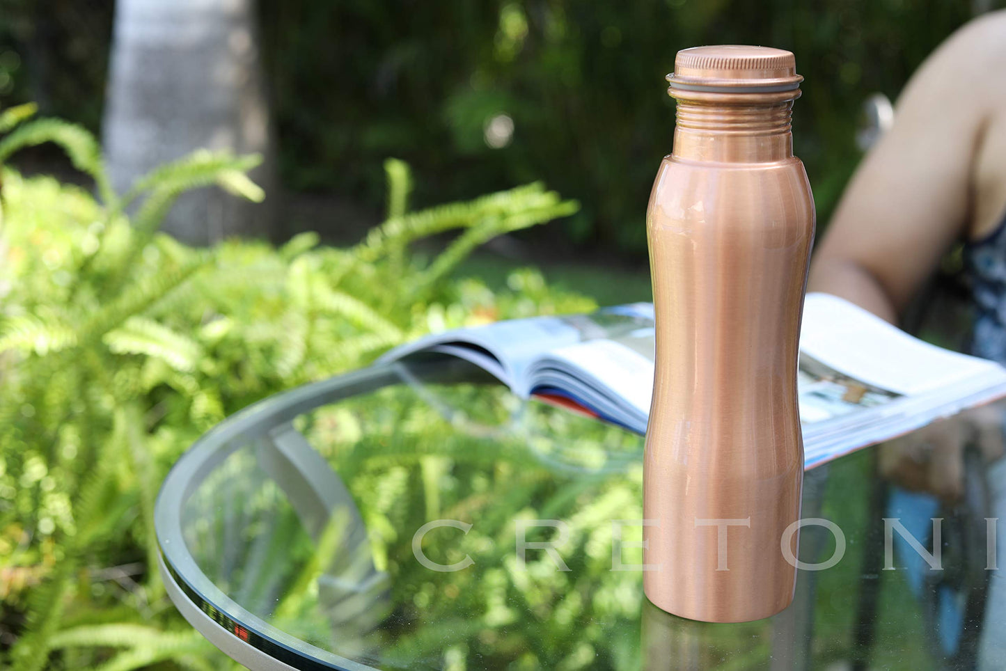 CRETONI Copperlin Pure Copper Water Bottle : Original Curved Style
