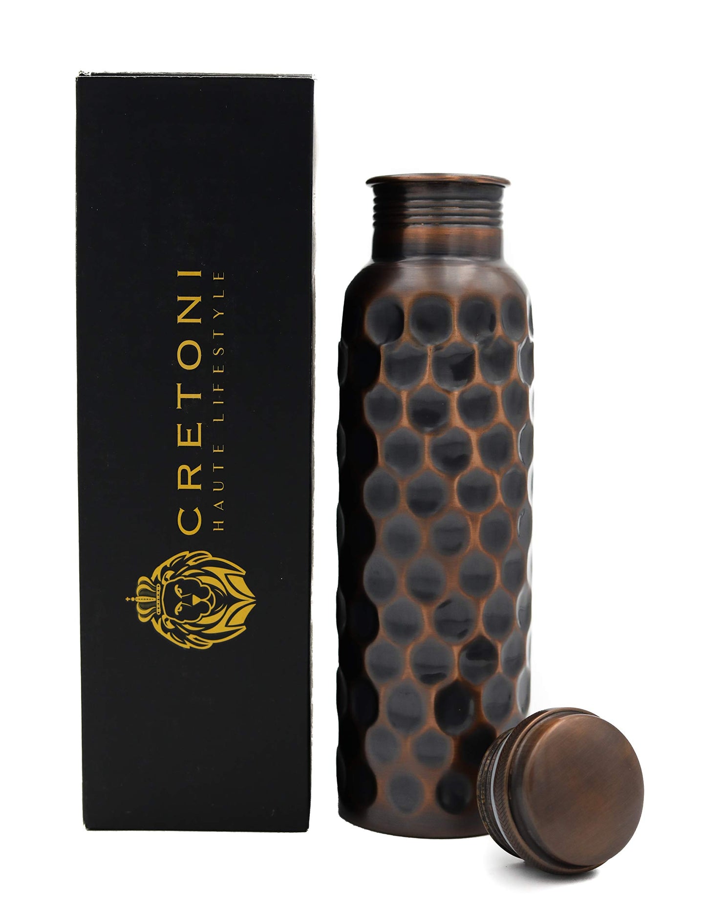 CRETONI Copperlin Pure Copper Water Bottle : Antique Honeycomb Style