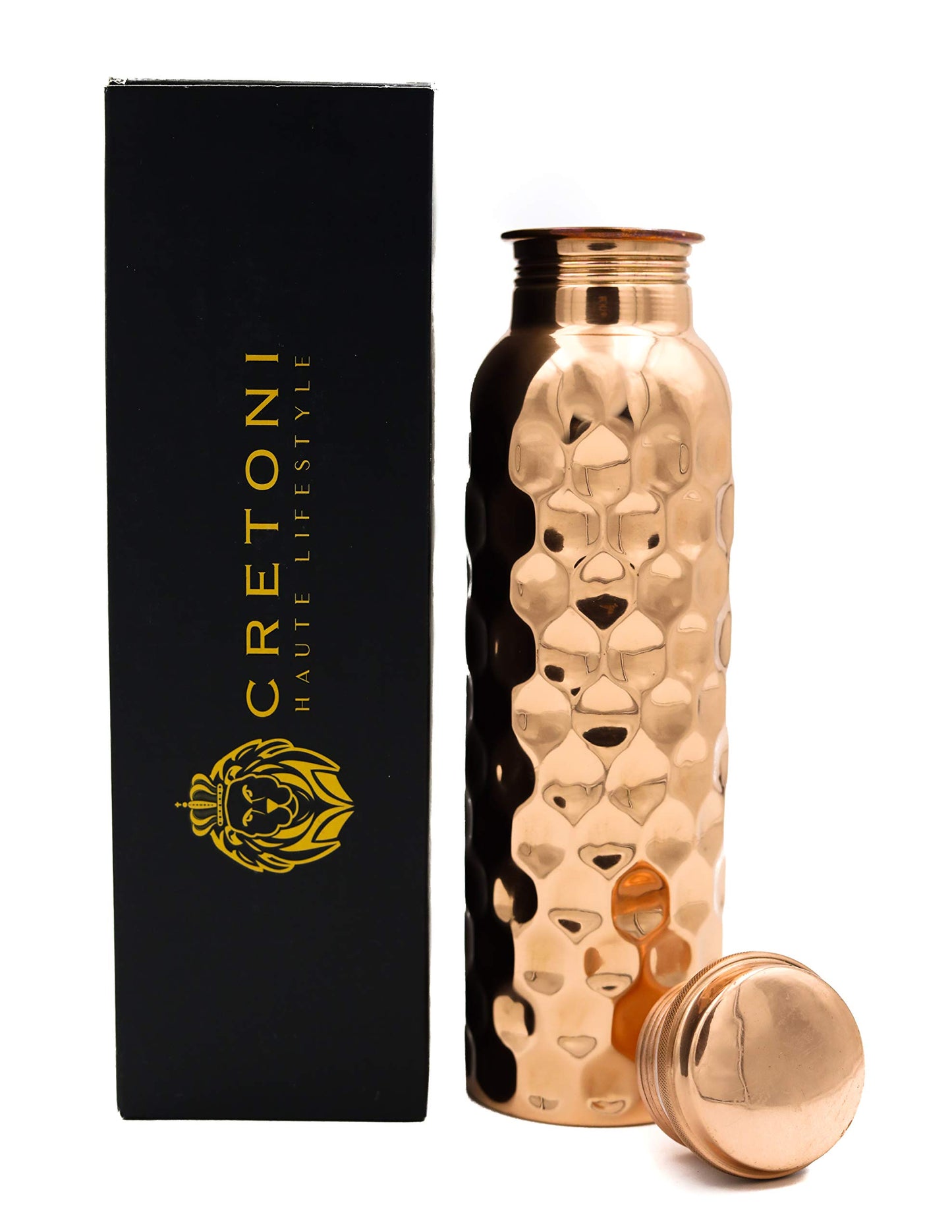Cretoni Copperlin Pure Copper Water Bottle : Glossy Honeycomb Style