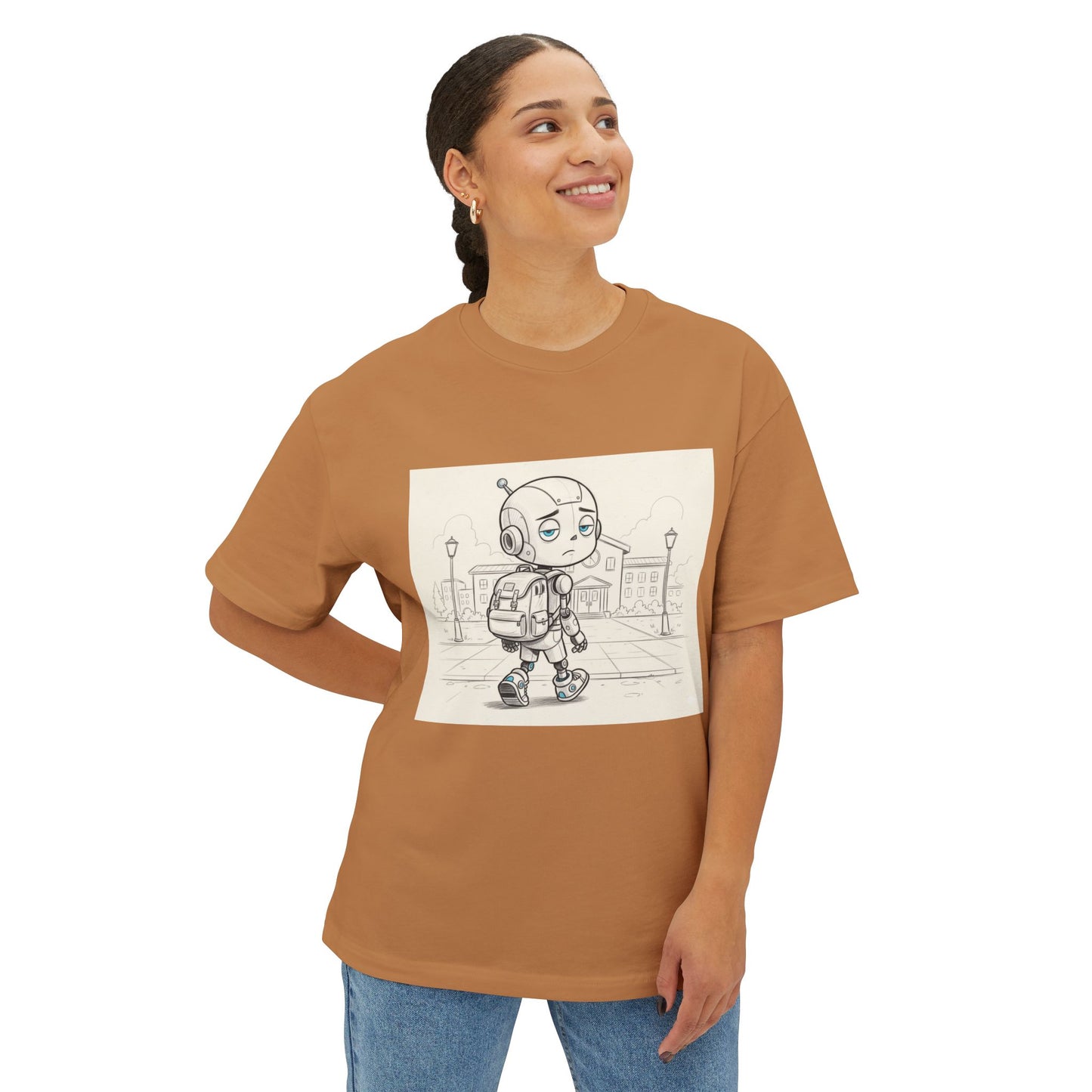 Premium Collection - Robot Kid back to School - Unisex Oversized Box Tee