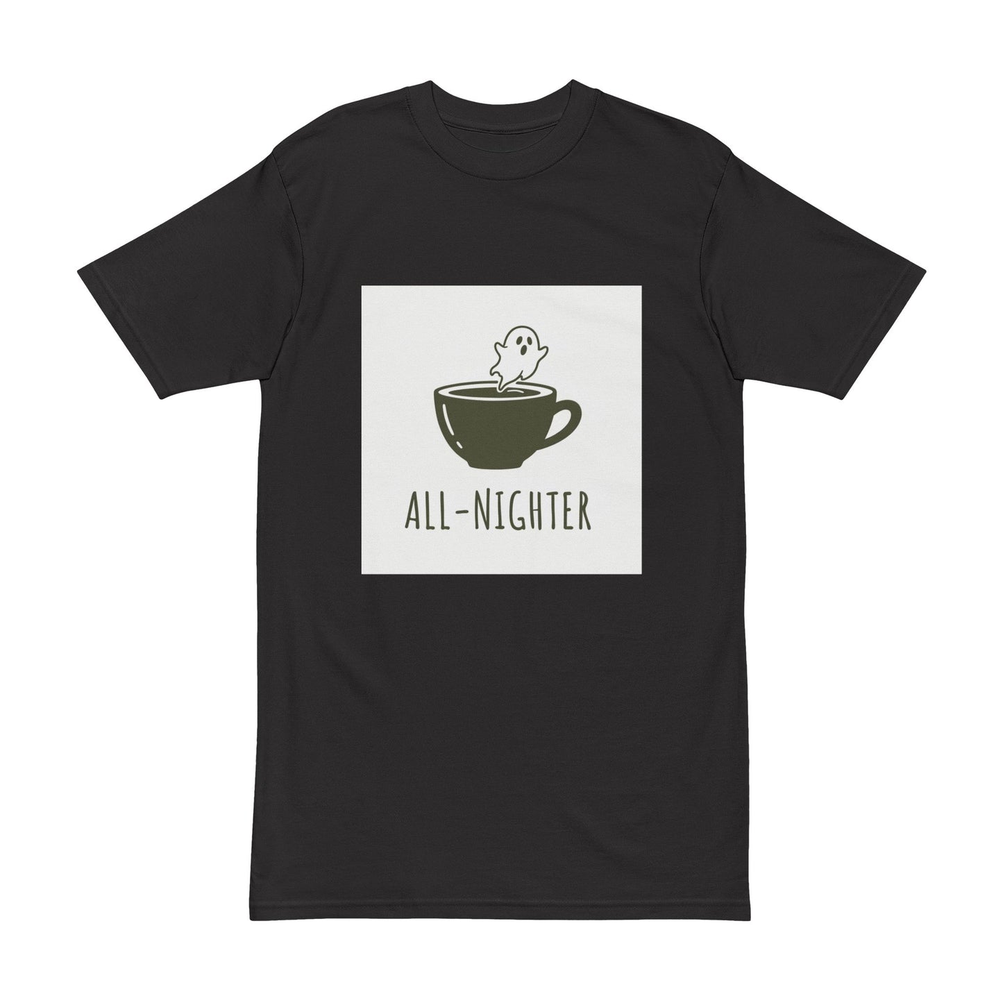 Premium Collection - All Nighter  Men's Tee, College Dark Humor Shirt for Him, Funny, Sarcastic Quote, Heavyweight Shirt, Gift for Student