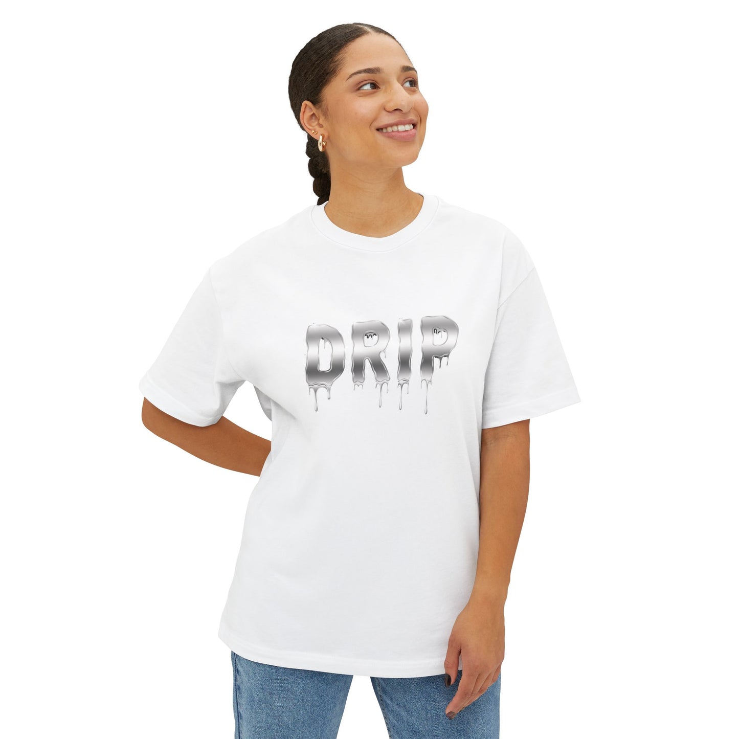 Oversized 'DRIP' Boxy T-Shirt: Modern Slang, Unisex Cotton